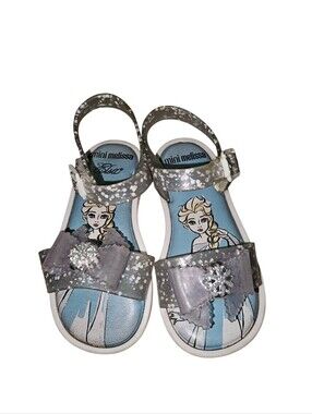 Mini Melissa Silver Glitter Elsa Jelly Sandals